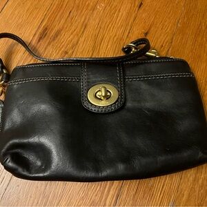 Black Leather Coach wristlet / clutch